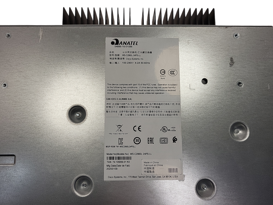 Cisco WS-C2960L-24PS-LL V01 | 24-Port Gigabit PoE+ Silent Managed Switch  $