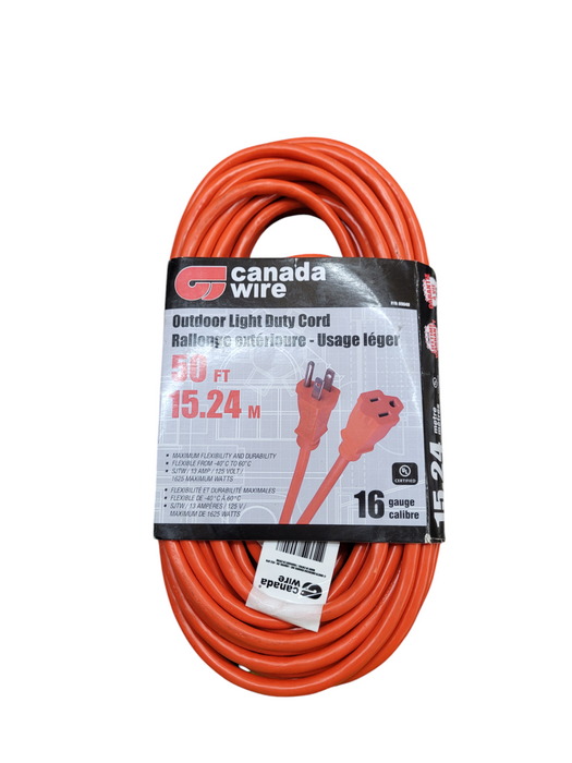 50 Ft 1 Outlet Canada Wire Outdoor Light Duty General Extension Cord