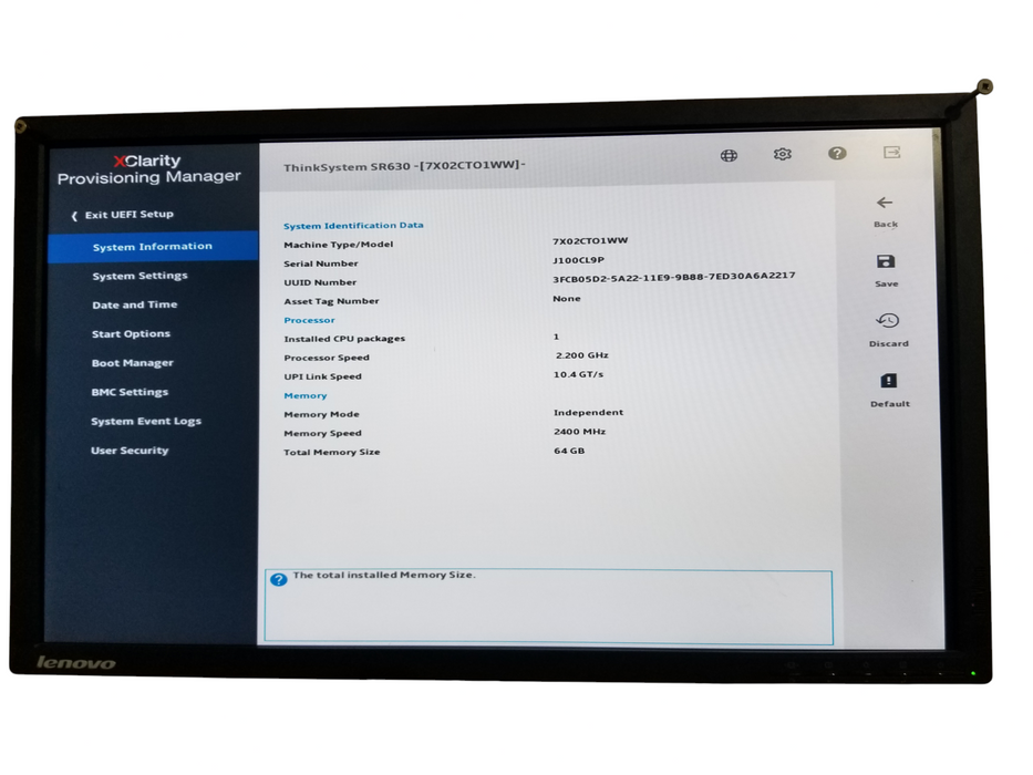 Lenovo SR630, 1x Xeon SIlver 4114, 64GB DDR4, 930-8i RAID 2x750W PSU, NoHDD