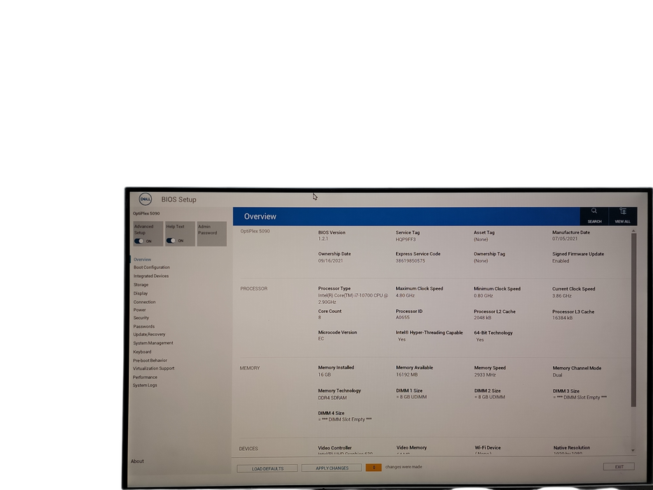 Dell OptiPlex 5090 SFF i7 - 10700 @ 2.90GHz 16GB DDR4 Ram  Qθ