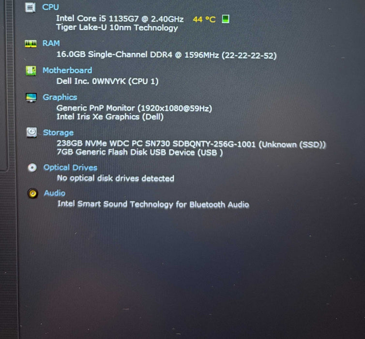 Dell Inspiron 5502 Core i5-1135G7@2.4GHz 16GB RAM 256GB SSD READ!  Lap200