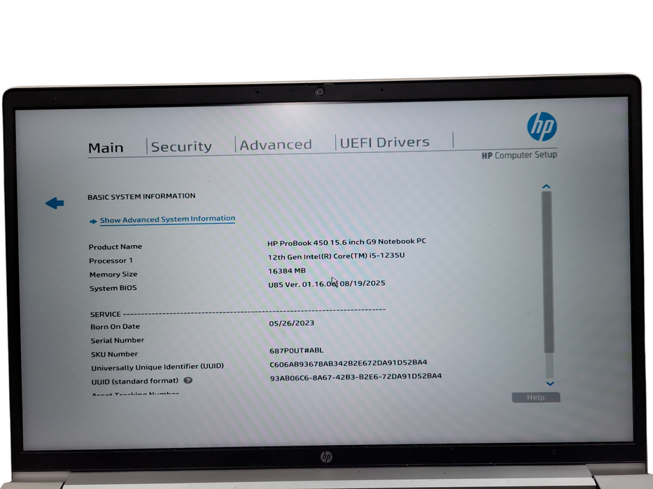 HP ProBook 450 G9 Core i5-1235U@1.3GHz 16GB RAM 256GB SSD ! Lap200