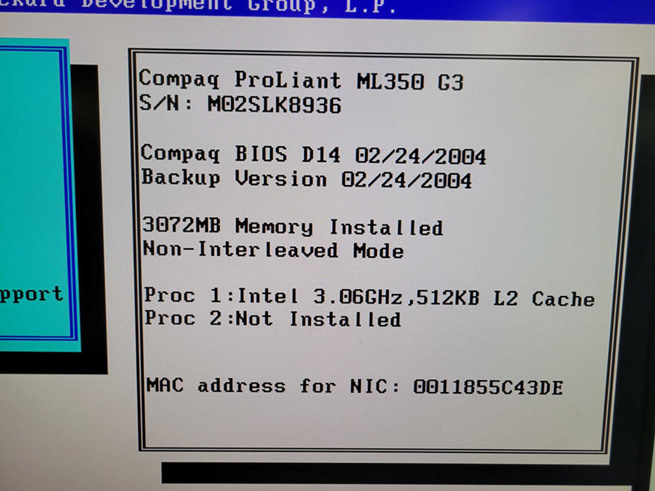 HP ProLiant ML350 G3 - Xeon @ 3.06Ghz / 533Mhz FSB | 3GB RAM | NO HDD | 2xPSU Q%