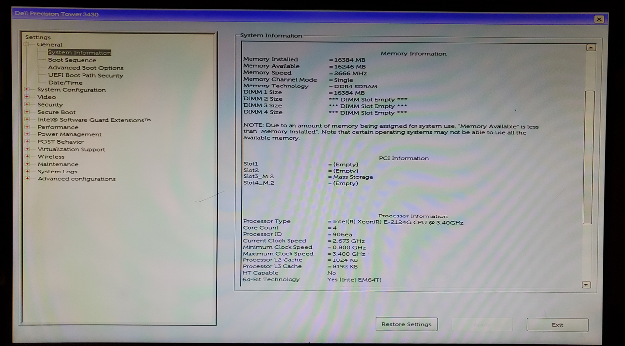 Dell Precision Tower 3430, Xeon E-2124G, 16GB DDR4, 256GB SSD