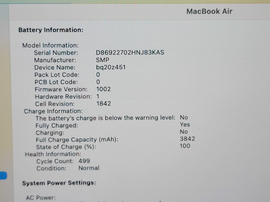 Apple Macbook Air 2019 13" 2-Core i5-8210Y @ 1.6GHz 8GB DDR3 120GB SSD (