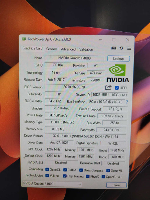 NVIDIA Quadro P4000 8GB GDDR5 Graphics Card - 4xDisplay Port !