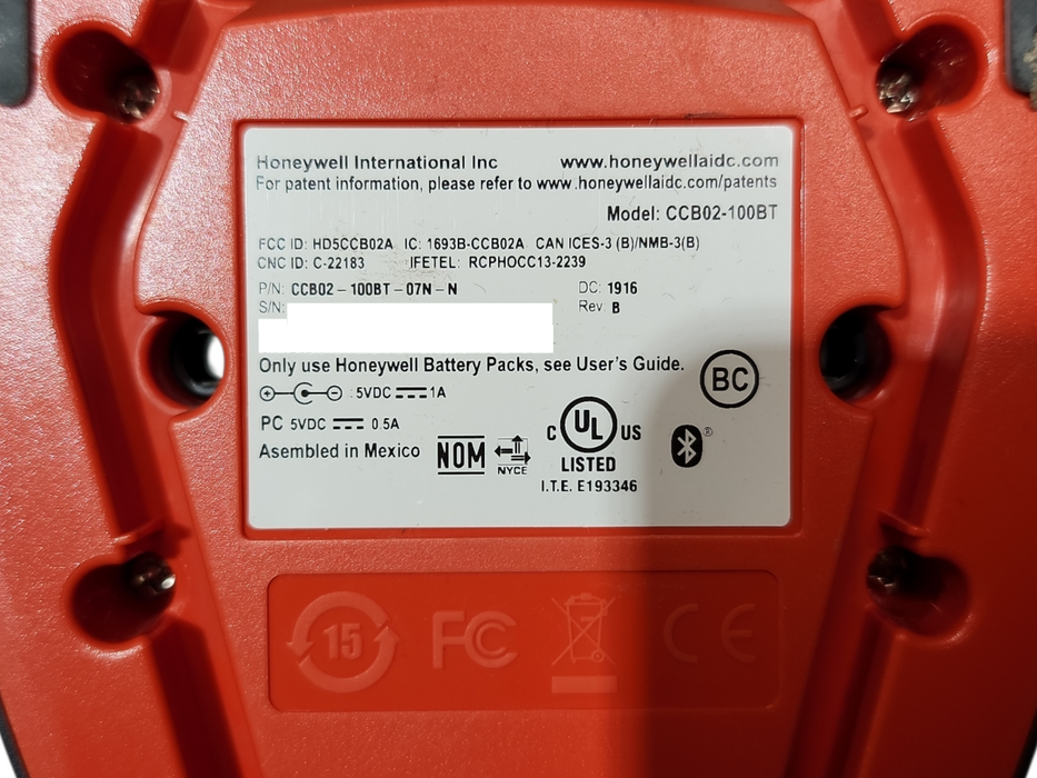 Honeywell Granit 1911i Barcode Scanner 1911IER-3-N w/ Dock & AC Adapter Q