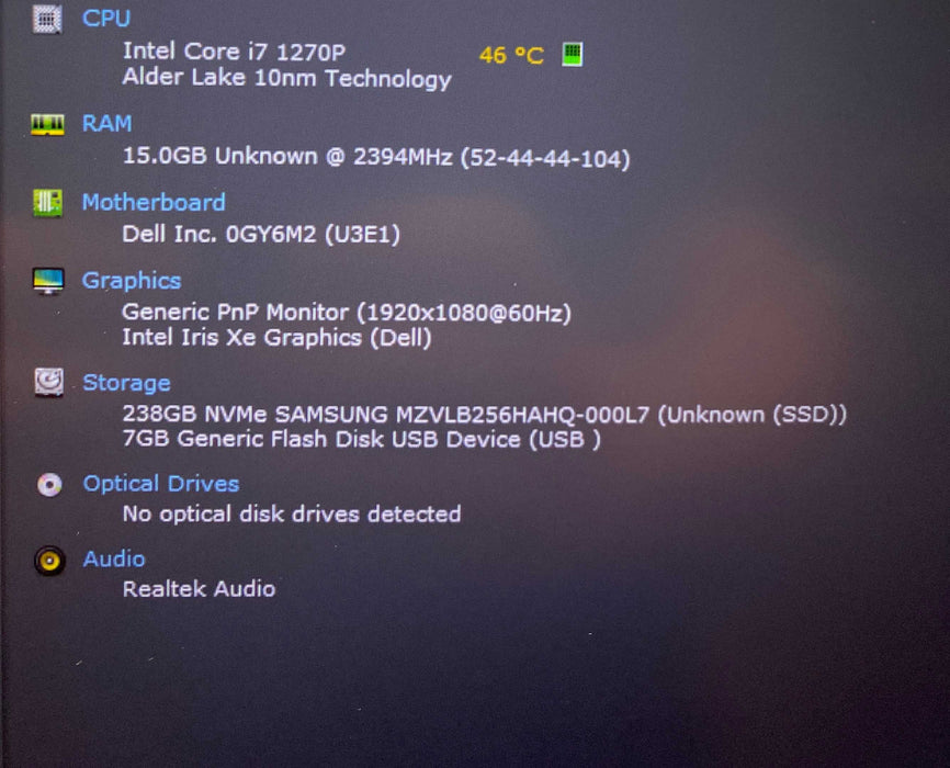 Dell Latitude 7430 Core i7-1270P@2.20GHz vPRO 16GB RAM 256GB SSD  Lap200