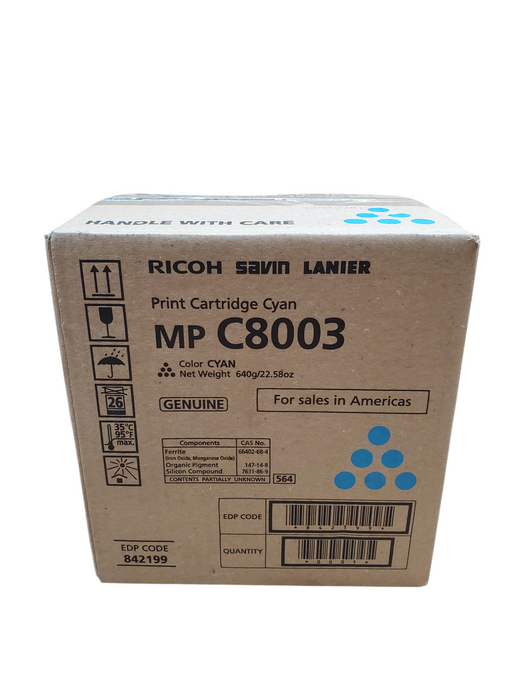 NEW - Ricoh Savin Lanier MP C8003 Print Cartridge Cyan 842199