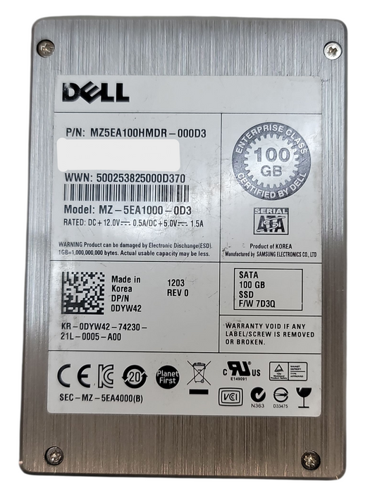 100GB SATA 2.5" 15mm Dell Enterprise SSD - MZ-5EA1000-0D3 Q+