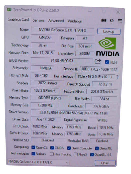 NVIDIA GEFORCE TITAN X 12GB GDDR5 %