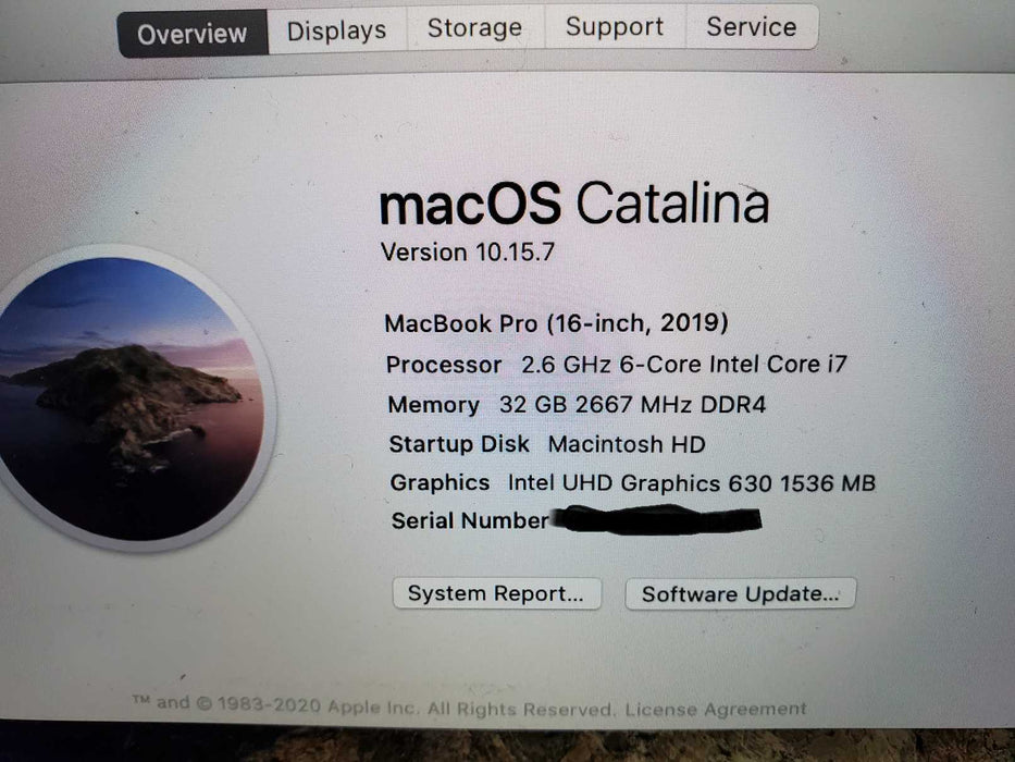 2019 Apple MacBook Pro 16" i7-9750H 2.60GHz/32GB/512GB SSD A2141  Lap200