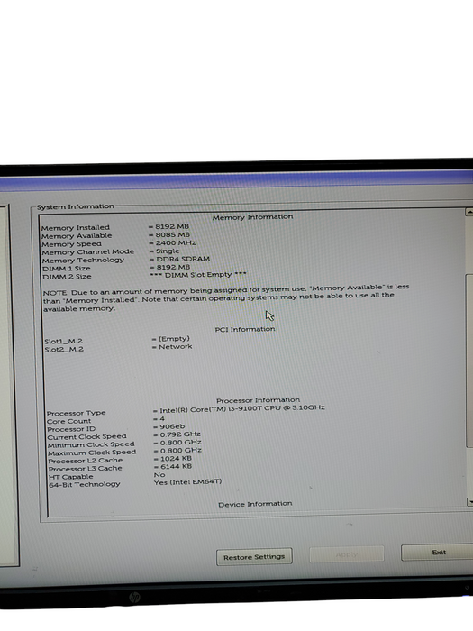 Dell OptiPlex 3070 Micro PC Intel i3 9100T 3.10GHZ 8GB NO-HDD/SSD Q