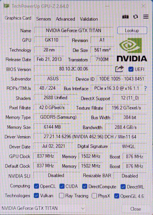 nVIDIA GeForce GTX TITAN 6GB GDDR5 Graphics Card, GTXTITAN-6GB5