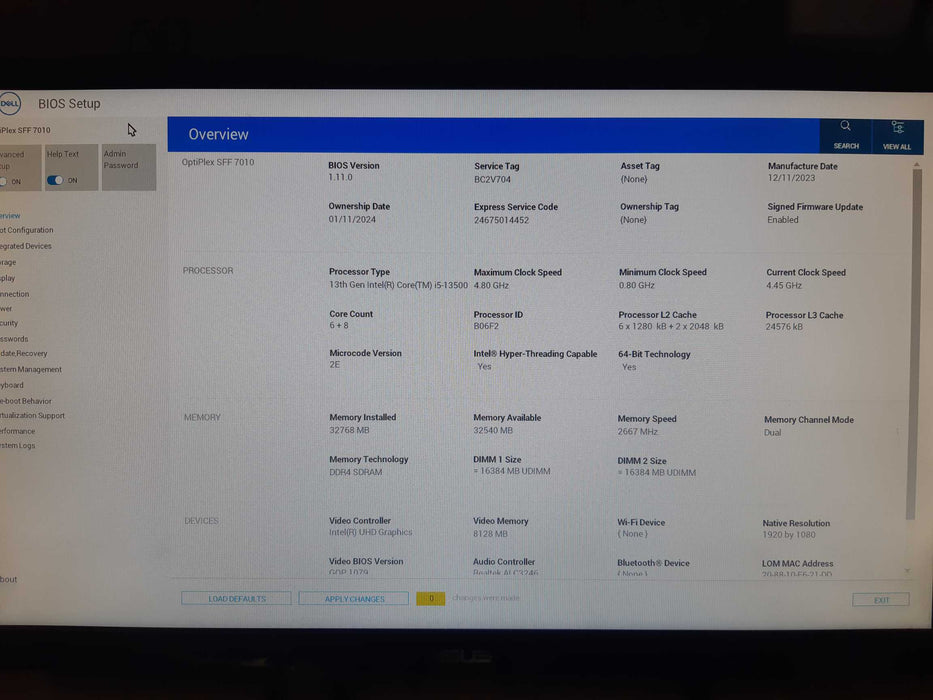 Dell OptiPlex SFF 7010 i5-13500 13th Gen 4.80Ghz 32GB DDR4 256GB NVMe M.2