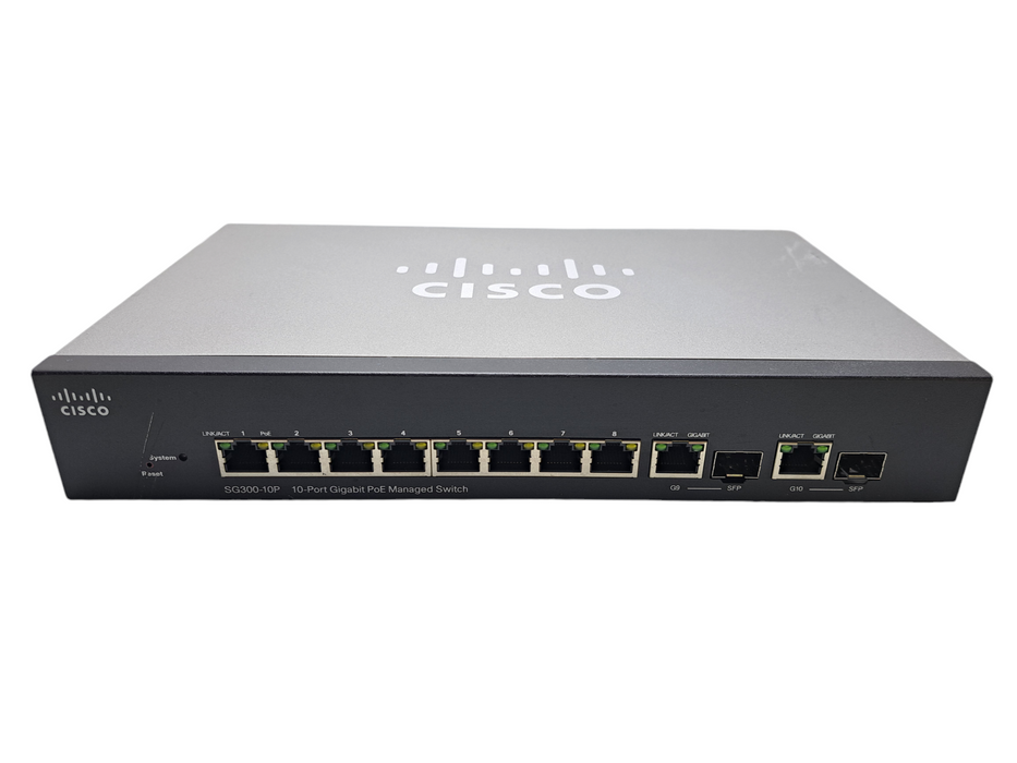 Cisco SG300-10P | 10-Port Gigabit PoE Managed Network Switch