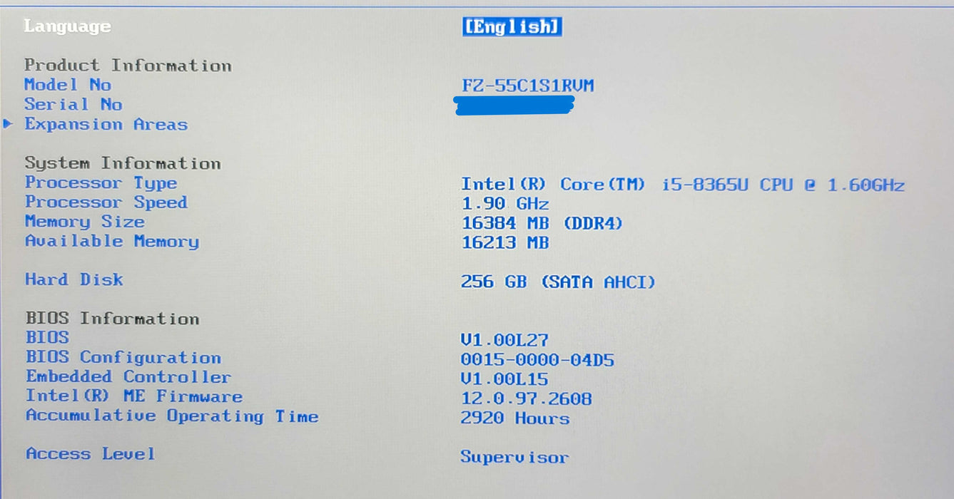 Panasonic ToughBook FZ-55 MK1 i5-8365U 16GB DDR4 256GB SSD READ  β