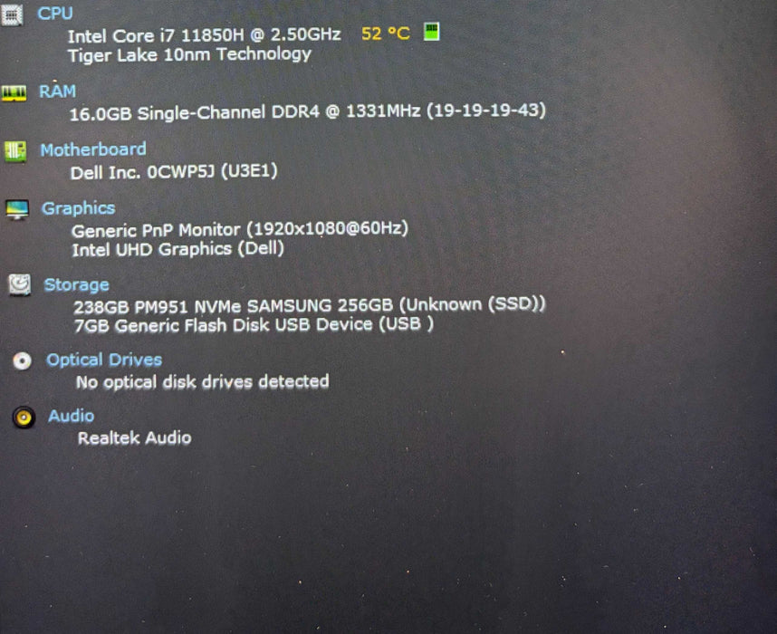 Dell Latitude 5521 TOUCH Core i7-11850H 16GB RAM 256GB SSD French Keyboard Q Lap200