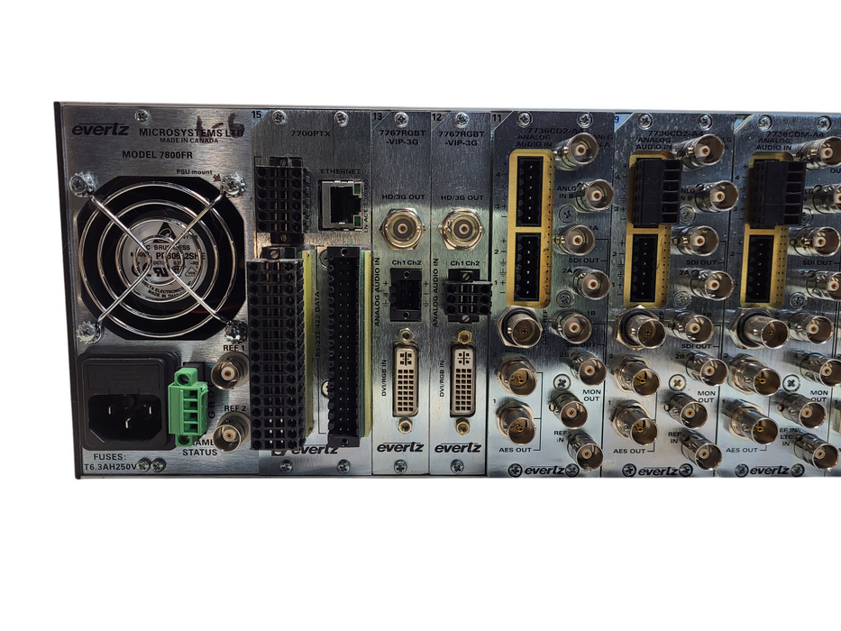EVERTZ 7800FR MultiFrame Chassis w/ 5x 7736CEM-A4 1x7700FC 2x 7767RGBT 1x 7700FC $