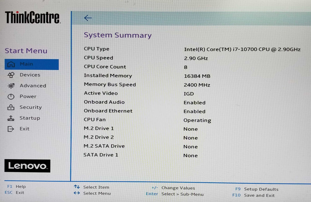 Lenovo ThinkCentre M90q USSF Intel i7-10700 CPU 2.90GHz 16GB No HDD