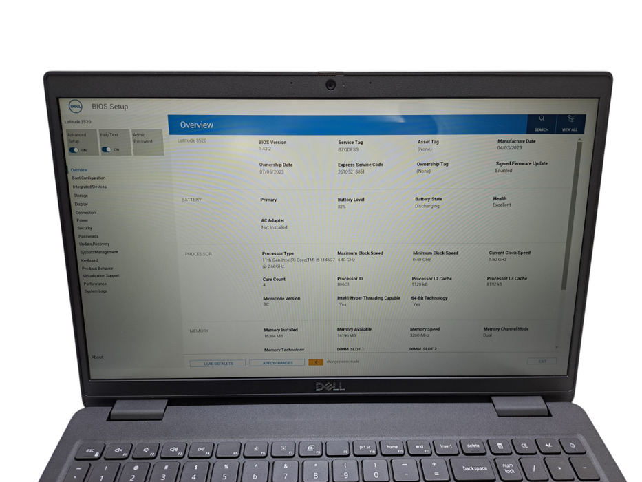 Dell Latitude 3520 | Intel Core i5-1145G7 @2.60GHz, 16GB DDR4, 256GB NVMe ) Lap200