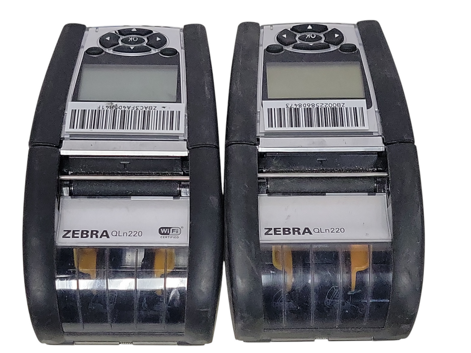 Lot of 2x Zebra QLN220 Mobile Wi-Fi Label Printers, READ _