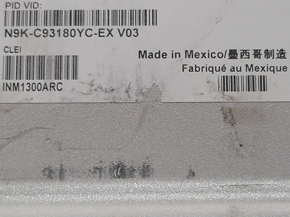 Cisco N9K-C93180YC-EX V03 48-Port 10/25Gb SFP+ 6-port QSFP Switch, READ _