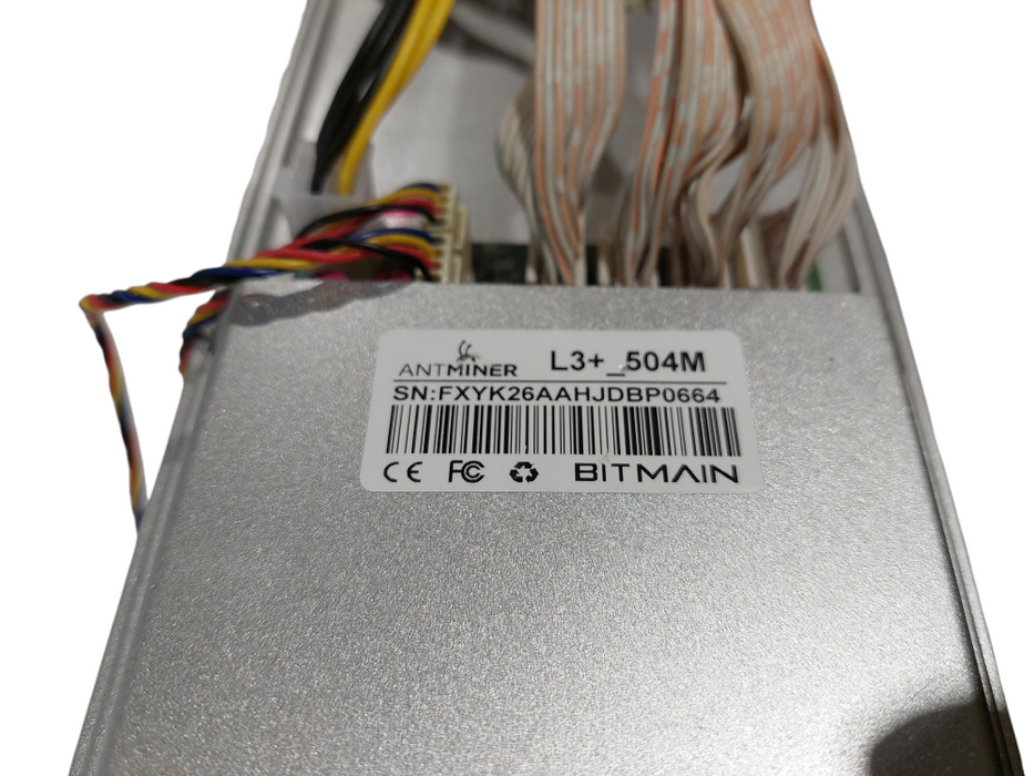 Ant Miner BitMain L3Plus 504M with PSU Model: APW7-12-1800 Q=
