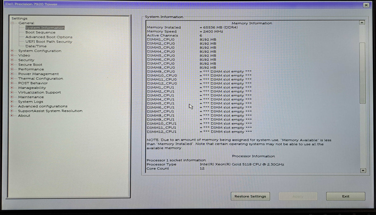 Dell Precision 7920 | Xeon Gold 5218 @2.30GHz, 64GB DDR4, RTX 2070, 1TB SSD )