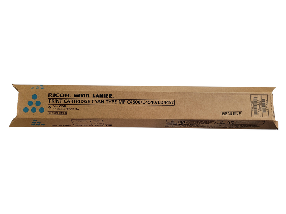 Genuine RICOH Savin Lanier Print Cartridge Cyan 841345 MP C4500/C4540 LD445