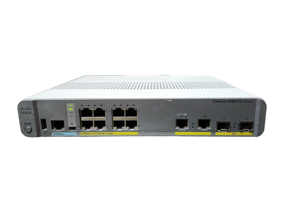 Cisco WS-C3560CX-8PC-S V03, 8-Port Gigabit PoE+ 240W Silent Switch 2x SFP