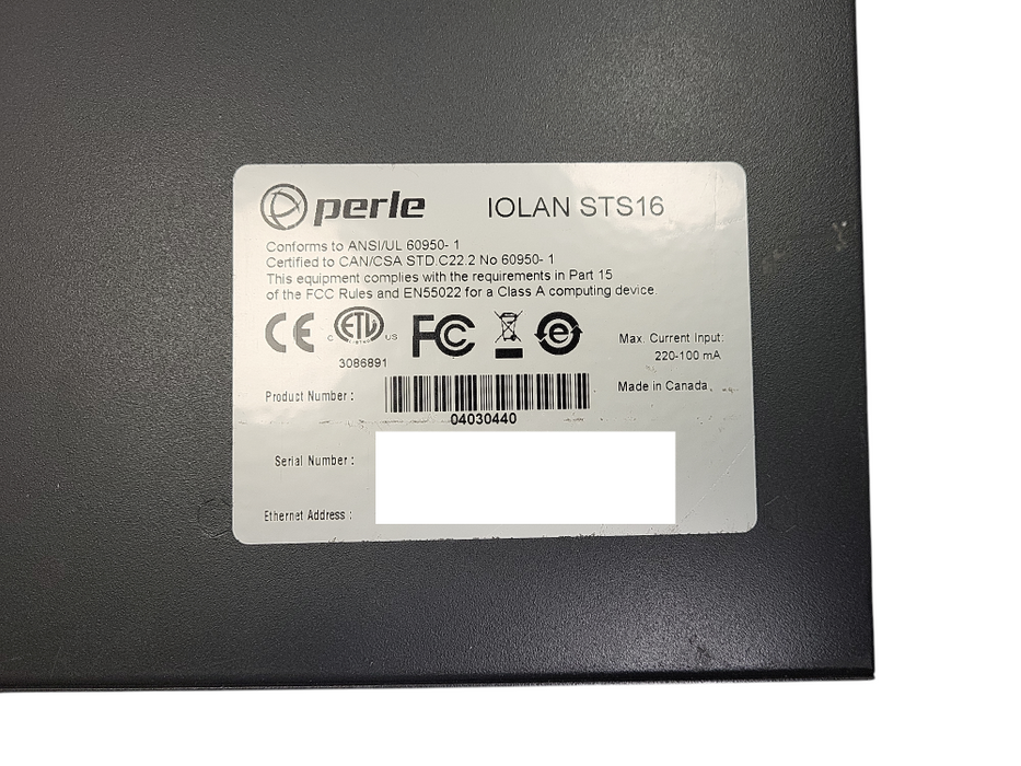 Perle 04030440 / IOLAN STS16 Rack Terminal Server Gigabit 16Port Ethernet Switch Q$