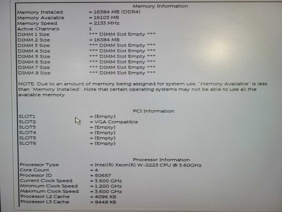 Dell Precision T5820 Xeon W-2223 @ 3.60GHz 4C, 16GB DDR4, No HDD, K2000 !