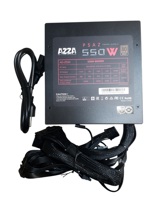 PSAZ AZZA 550W 80 PLUS Bronze  Non-Modular ATX Power Supply