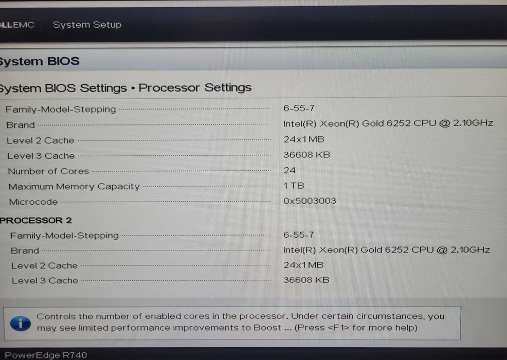Dell PE R740, 2x Xeon Gold 6252 2.10GHz, 32GB DDR4, 2x 1100W PSU, READ _