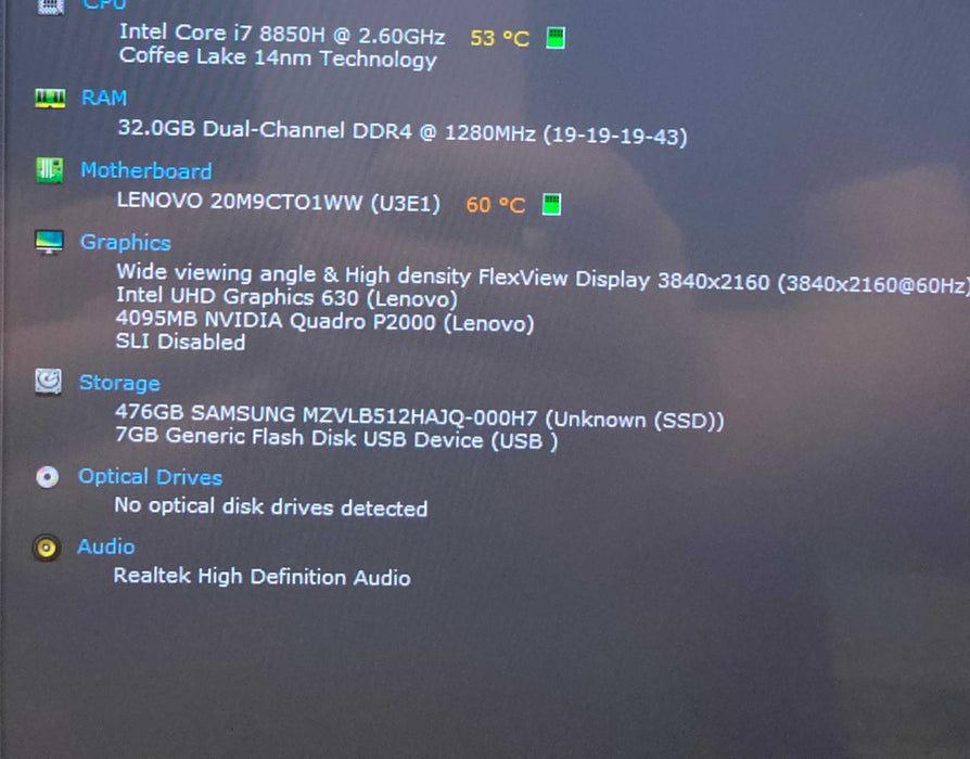 Lenovo ThinkPad P52 4K TOUCH i7-8850H QUADRO P2000 4GB GPU 32GB RAM 512SSD  Lap200