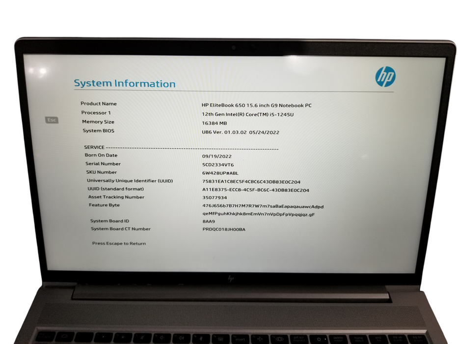 HP EliteBook 650 G9 Core i5-1245U@1.60GHz vPRO 16GB DDR5 256GB SSD *READ*  Lap200