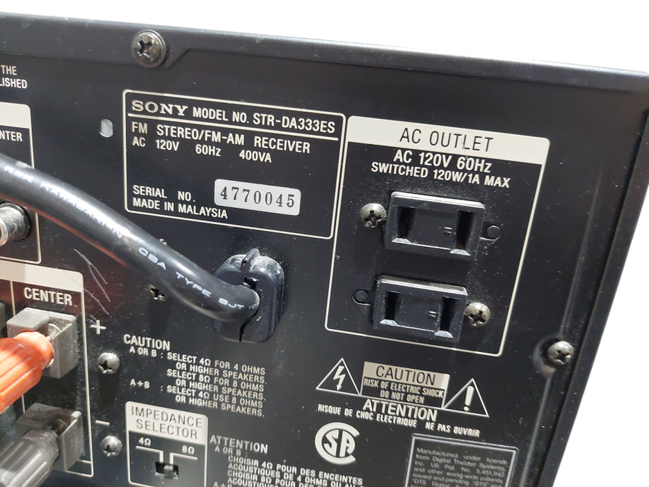 Sony FM Stereo /FM-AM Receiver Model: STR-DA333ES =