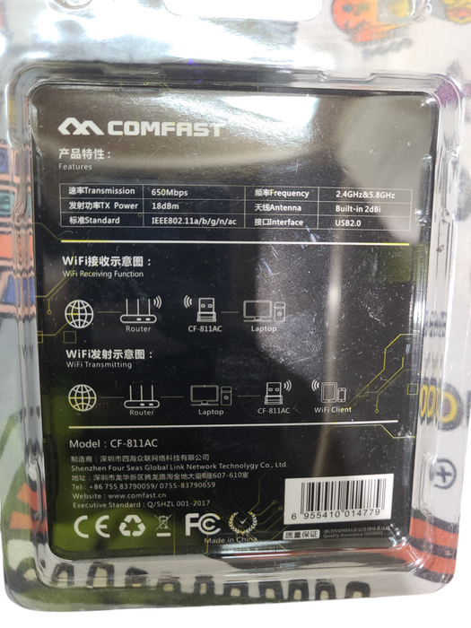 Comfast CF-811AC 650Mbps USB Dual Band Wireless Adapter Q