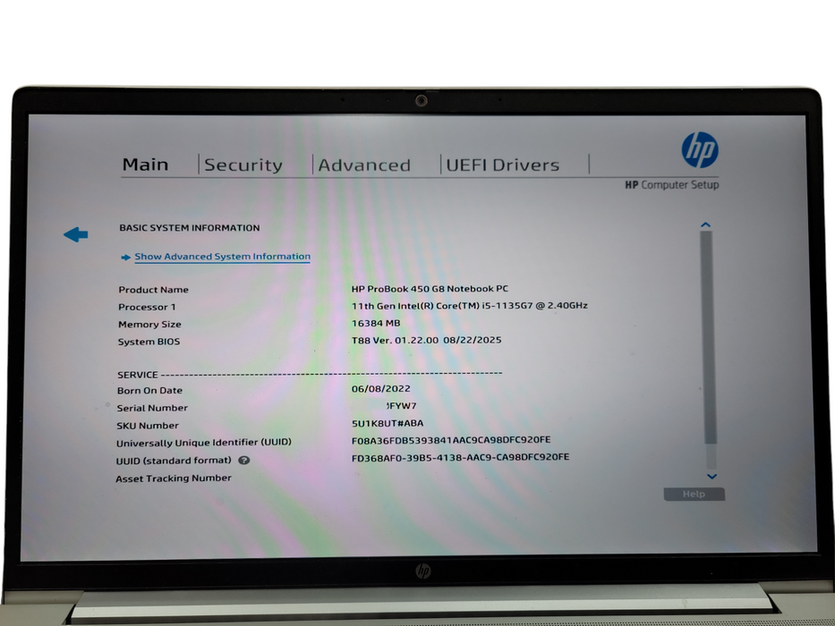 HP ProBook 450 G8 Core i5-1135G7@2.40GHz 16GB RAM 256GB SSD ! Lap200