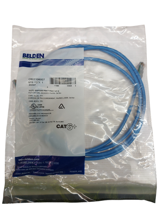 Lot of 30x Belden CAT6+ 7ft Patch Cords – Bonded-Pair, 24 AWG Solid, CMR