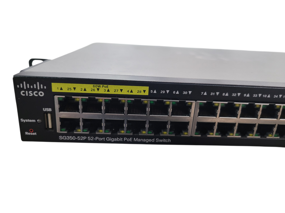 Cisco SG350-52P 52 Port Gigabit PoE Managed Switch w/ Rack Ears
