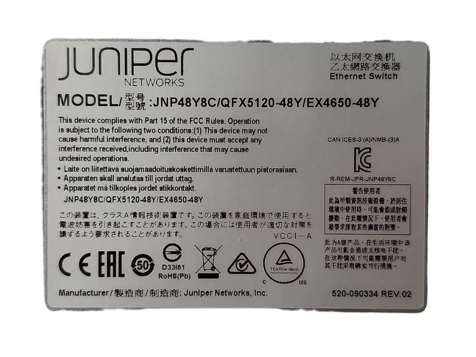 Juniper Networks EX4650-48Y-AFO EX4650 48x25G+8x100G AC, READ