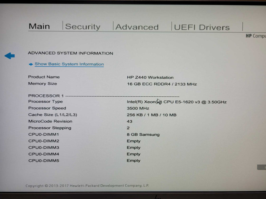 HP Z440 Workstation, Xeon E5-1620 v3, 8GB DDR4, Quadro K2200, 700W PSU _