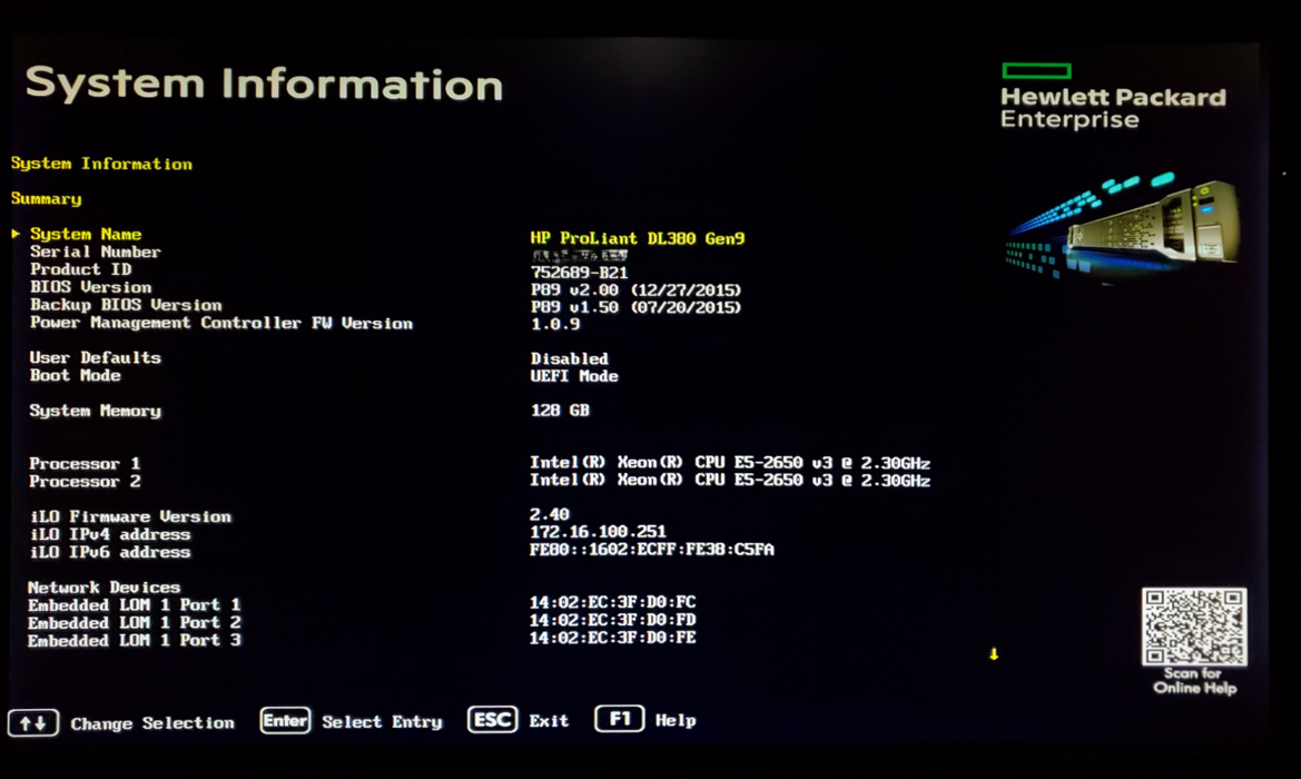 HP ProLiant DL380 Gen9 2x Xeon E5-2650 v3 128GB RAM P440ar - No HDD
