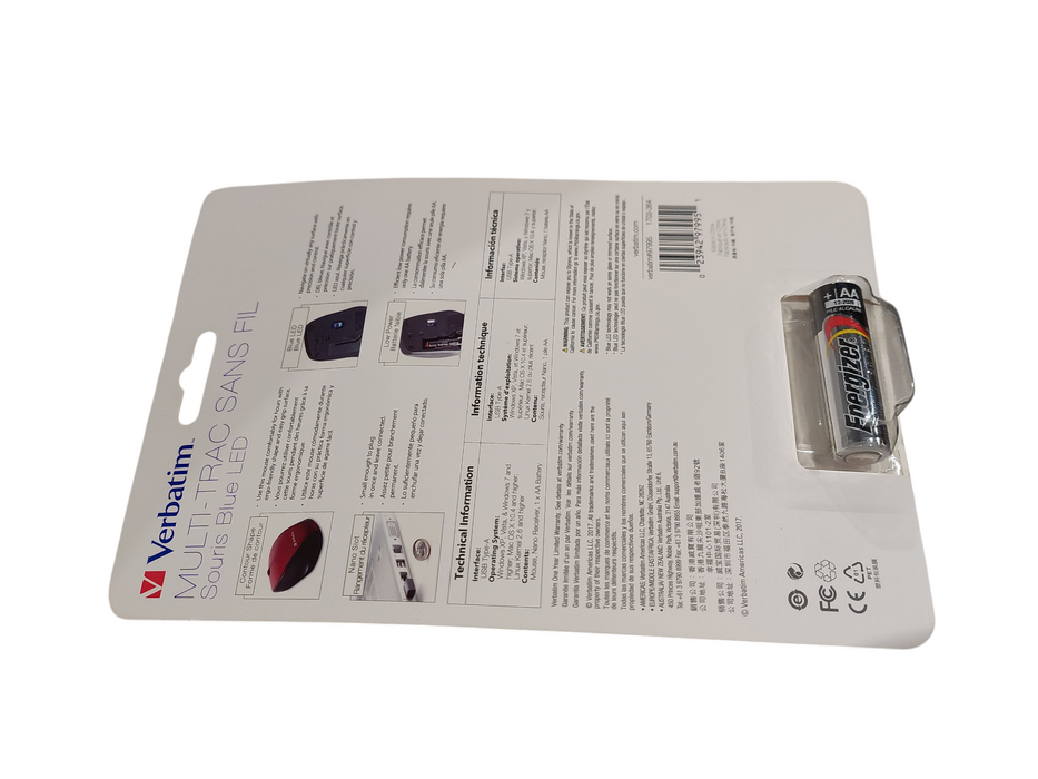 Verbatim Multi-Trac Wireless Blue LED Mouse Red ( New )  =