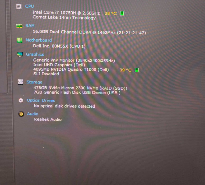 Dell Precision 5550 4K TOUCH i7-10750H QUADRO T1000 GPU 16GB 256SSD READ!   Lap200