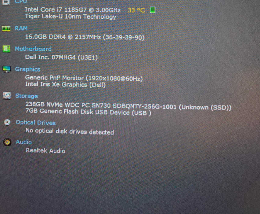 Dell Latitude 7520 Core i7-1185G7@3.00GHz 16GB RAM 256GB SSD READ  Lap200