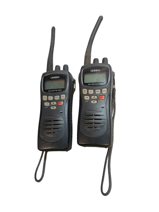 Pair of Uniden Atlantis 250 Marine Transceiver, waterproof, VHF , 16 Ch, 5W