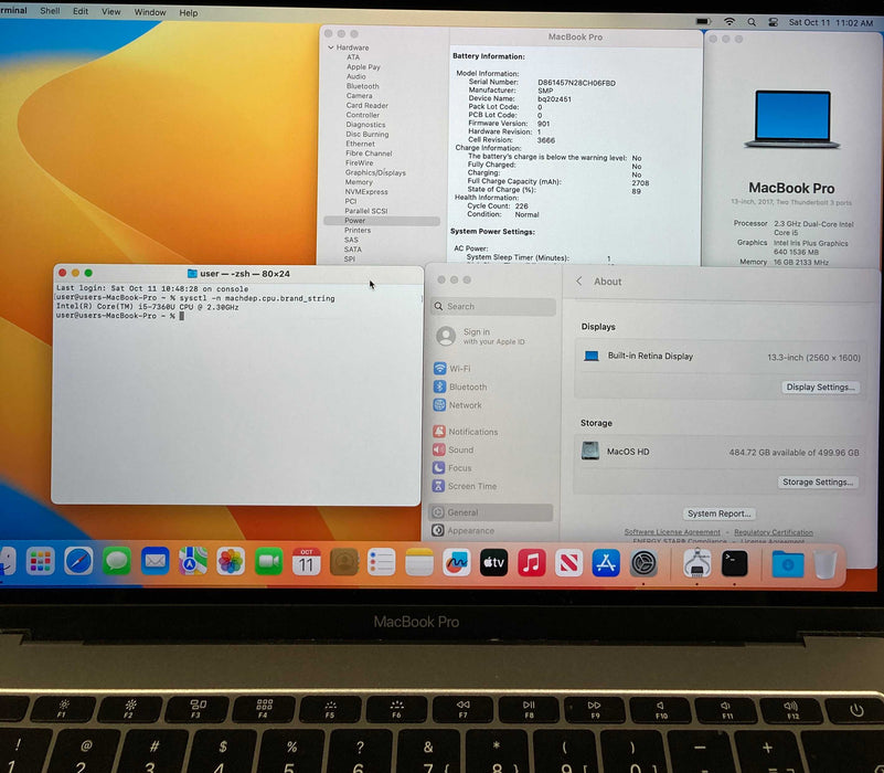 Apple MacBook Pro 13" 2017 i5-7360U 16GB 512SSD French Keyboard READ!